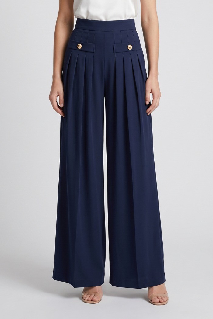 Influencer pantalone palazzo con plissè 05X600 [70ef7a48]