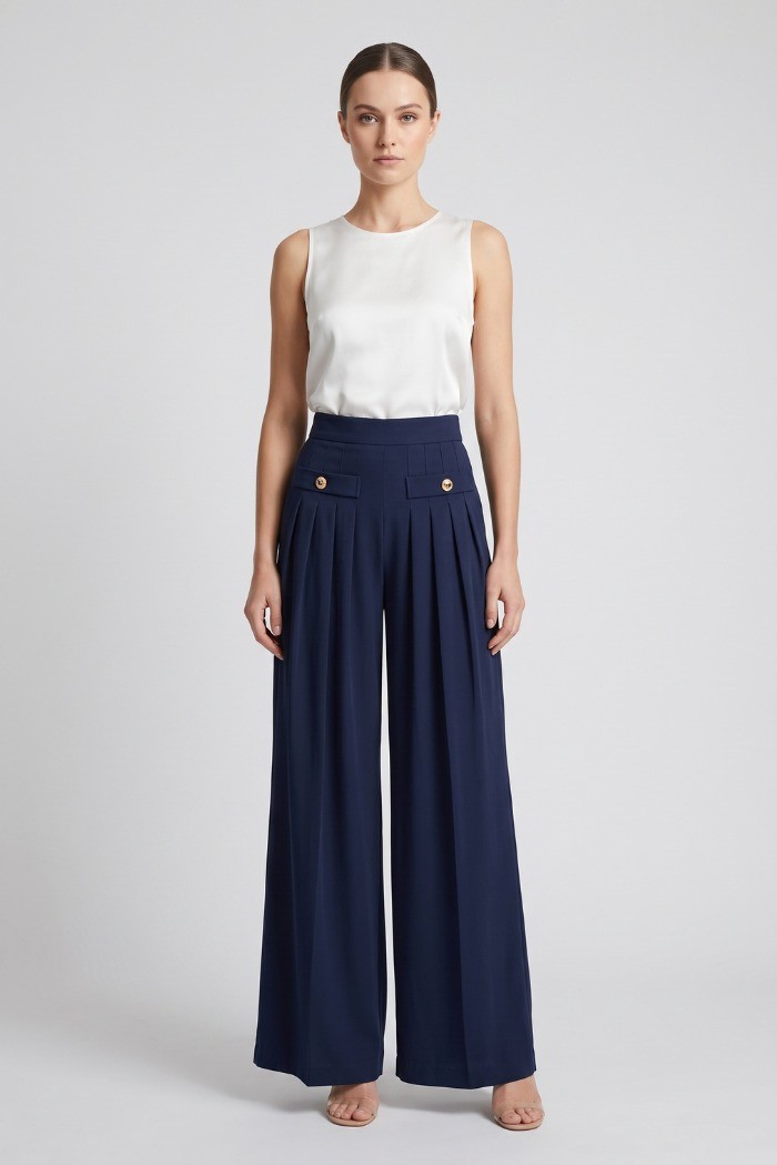 Influencer pantalone palazzo con plissè 05X600 [1ed4f841]