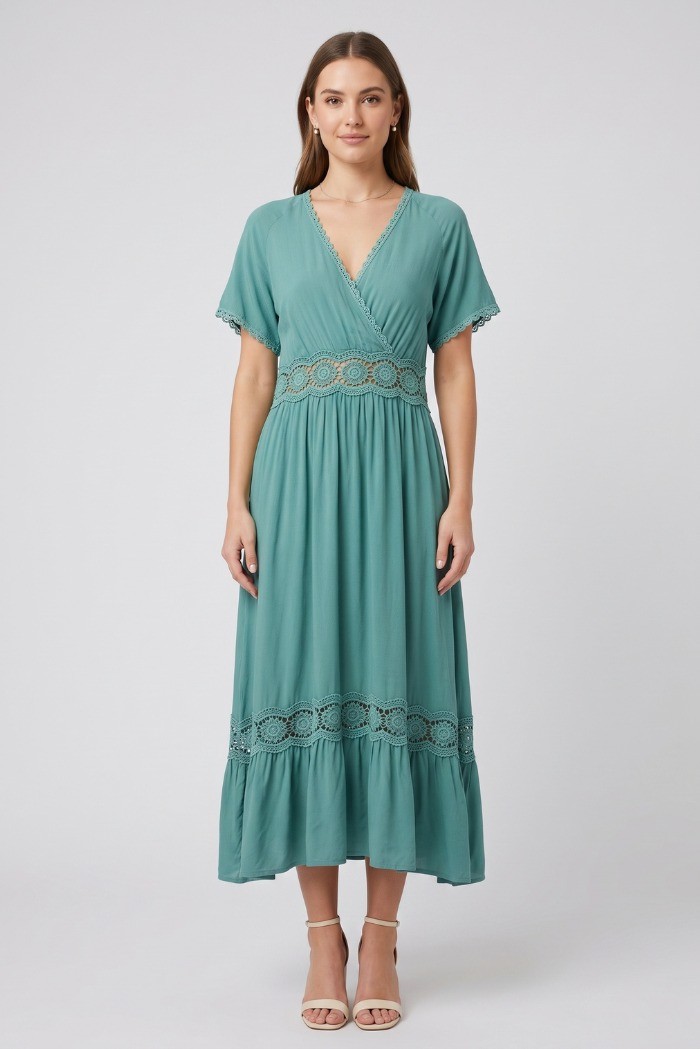 Influencer abito con passamaneria in pizzo 05Y174 [814ae017]