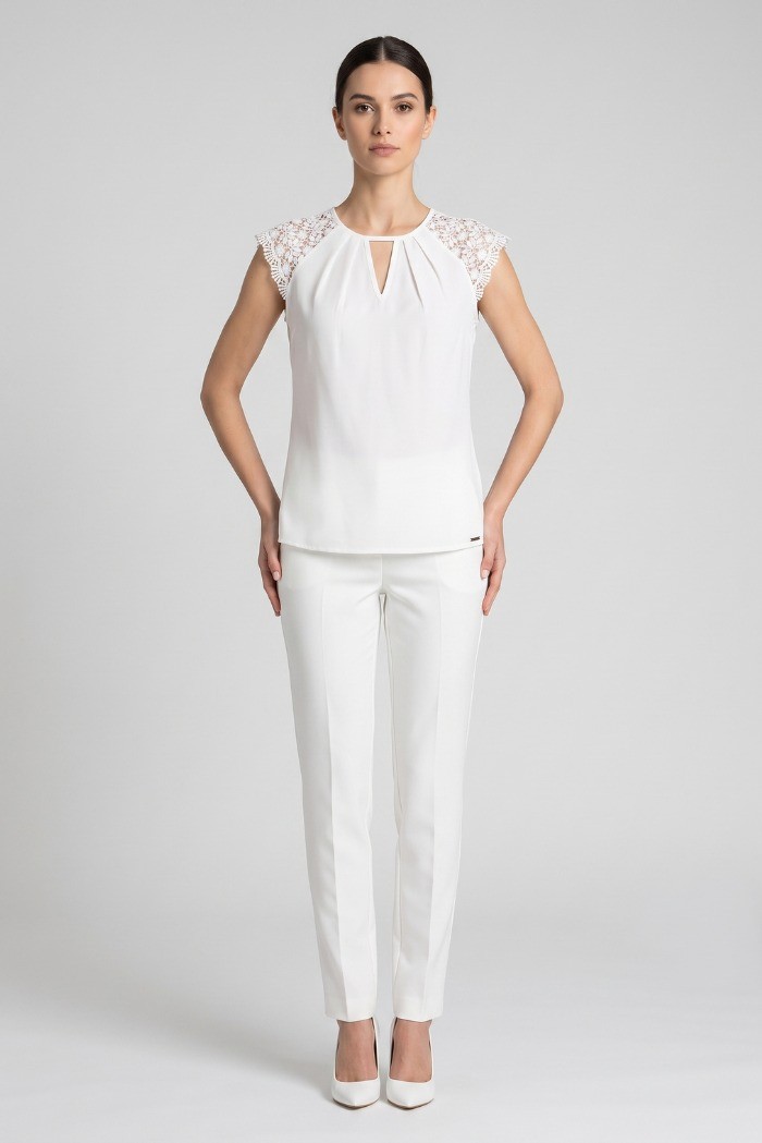 Influencer blusa con spalle in pizzo 03T0026 [42c619a5]
