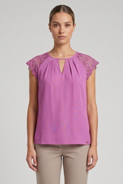 Influencer blusa con spalle in pizzo 03T0026 [c2da405c]