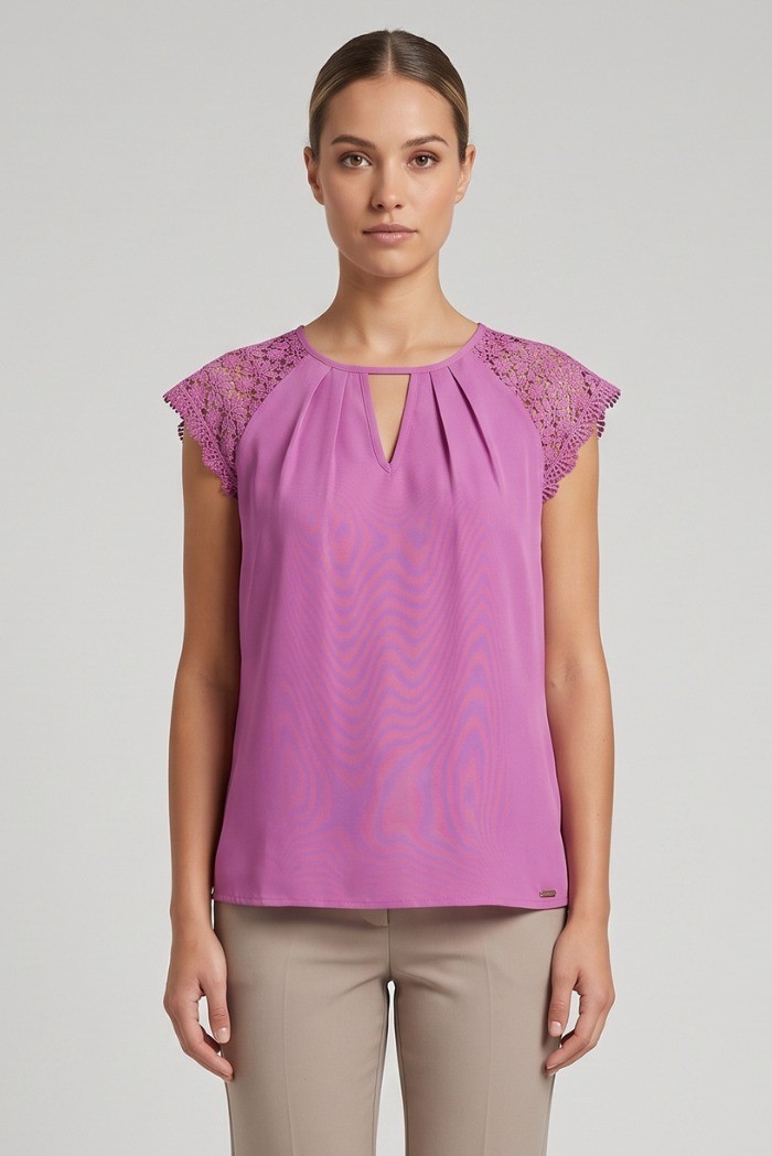 Influencer blusa con spalle in pizzo 03T0026 [c2da405c]