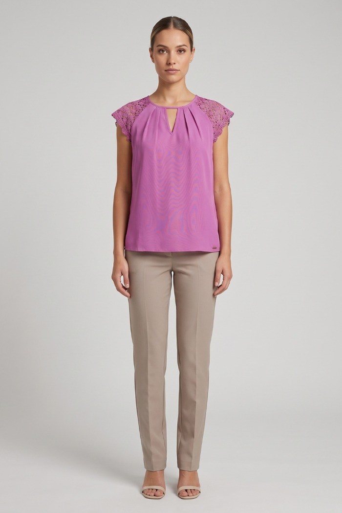 Influencer blusa con spalle in pizzo 03T0026 [ace1c255]