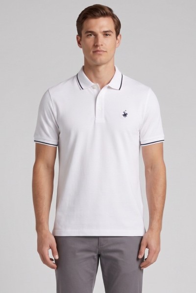 Beverly Hills Polo Club polo in piquet con riga orli P42561 — 805219040080455_2