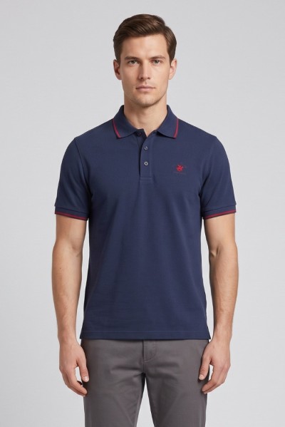 Beverly Hills Polo Club polo in piquet con riga orli P42561 — 805219040080455_6