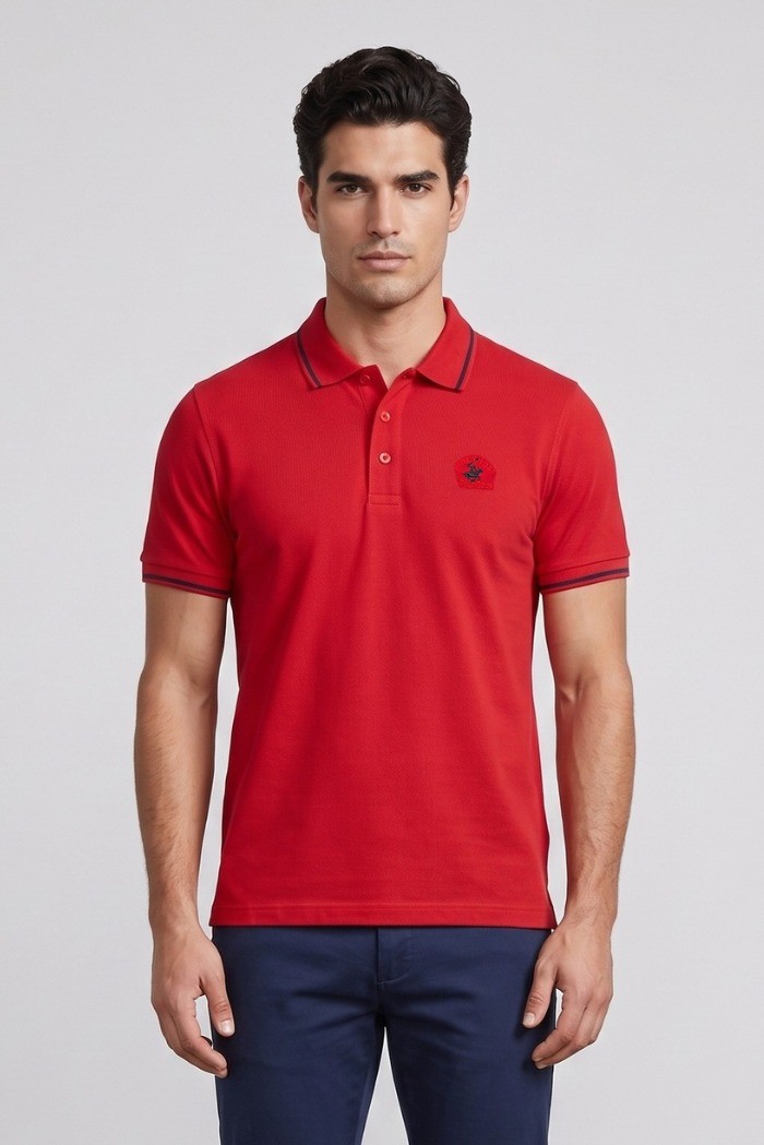 Beverly Hills Polo Club polo in piquet con riga orli P42561 [589e0adc]