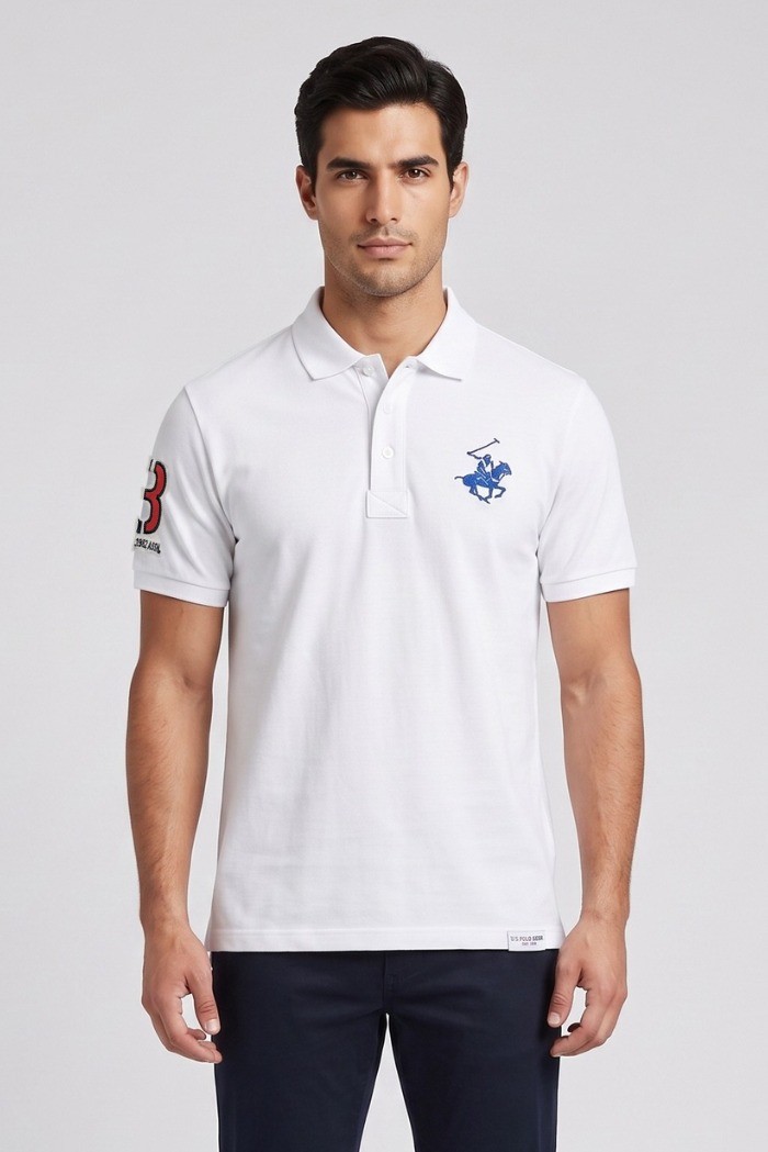 Beverly Hills Polo Club polo in piquet di cotone con logo grande P424112 [b10b0581]