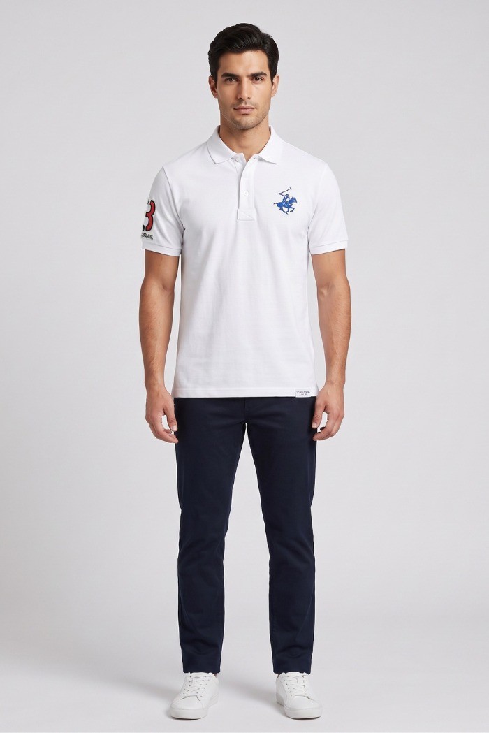 Beverly Hills Polo Club polo in piquet di cotone con logo grande P424112 [da60c096]