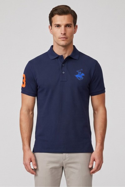 Beverly Hills Polo Club polo in piquet di cotone con logo grande P424112 — 805219040080458_2