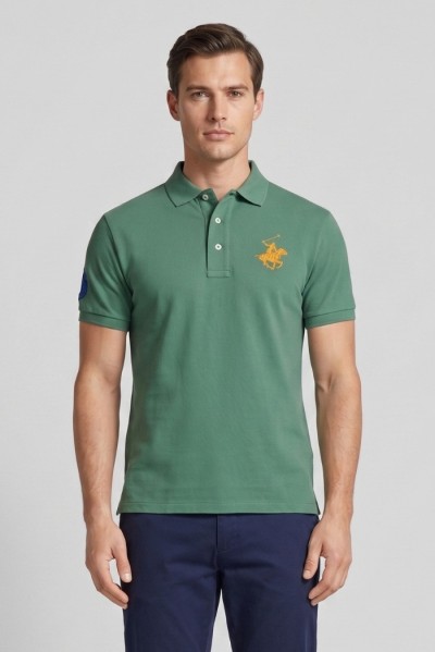 Beverly Hills Polo Club polo in piquet di cotone con logo grande P424112 — 805219040080458_3