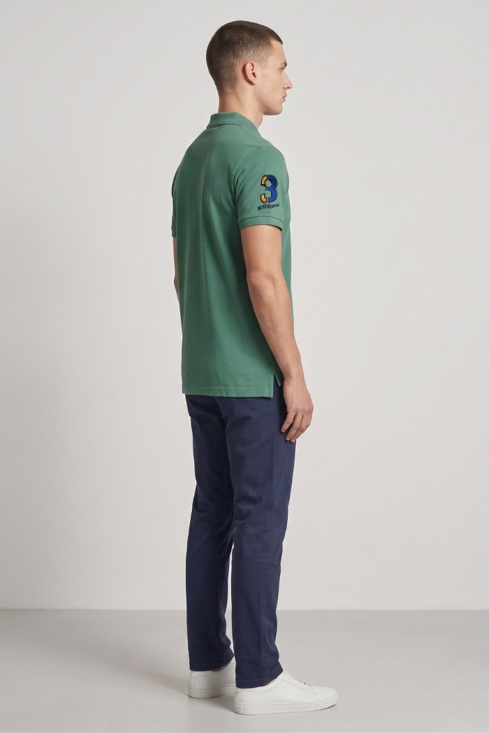 Beverly Hills Polo Club polo in piquet di cotone con logo grande P424112 [094b2e69]