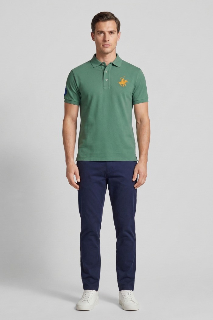 Beverly Hills Polo Club polo in piquet di cotone con logo grande P424112 [bb06a873]