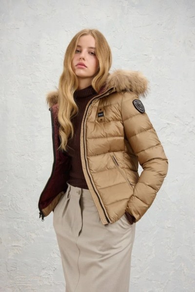 Blauer piumino a righe con cappuccio Arcadia 26WBLDC03038-006047 — 805219040080470_1