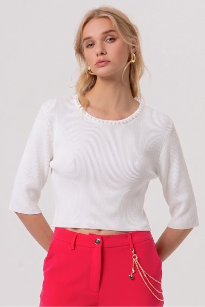 Fracomina maglia cropped a costine fr26st7008k52401 [27e391f6]