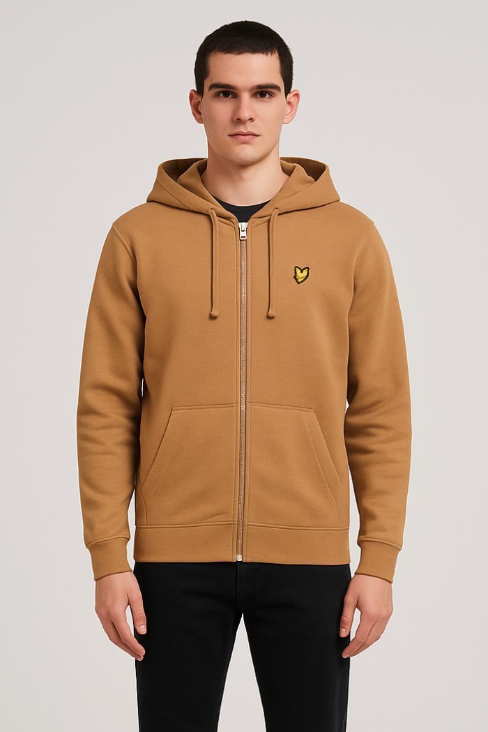 Lyle & Scott felpa con cappuccio con zip in jersey di cotone loopback ML420VOG [38ae0bc8]