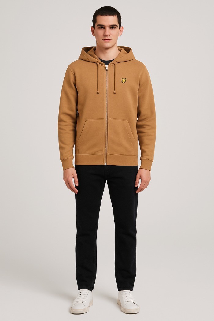 Lyle & Scott felpa con cappuccio con zip in jersey di cotone loopback ML420VOG [569589c1]