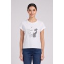 Fresh Flower t-shirt in cotone con risvolti e strass FD567 [5809cb2a]
