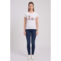 Fresh Flower t-shirt in cotone con risvolti e strass FD567 [36324923]