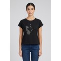 Fresh Flower t-shirt in cotone con risvolti e strass FD567 [730b73a6]