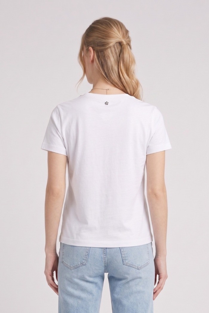 Fresh Flower t-shirt over con stampa strass FD571 [502c9fb1]