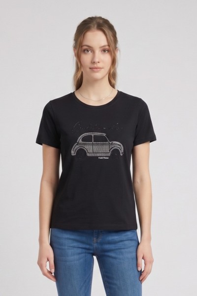Fresh Flower t-shirt over con stampa strass FD571 [a2086430]