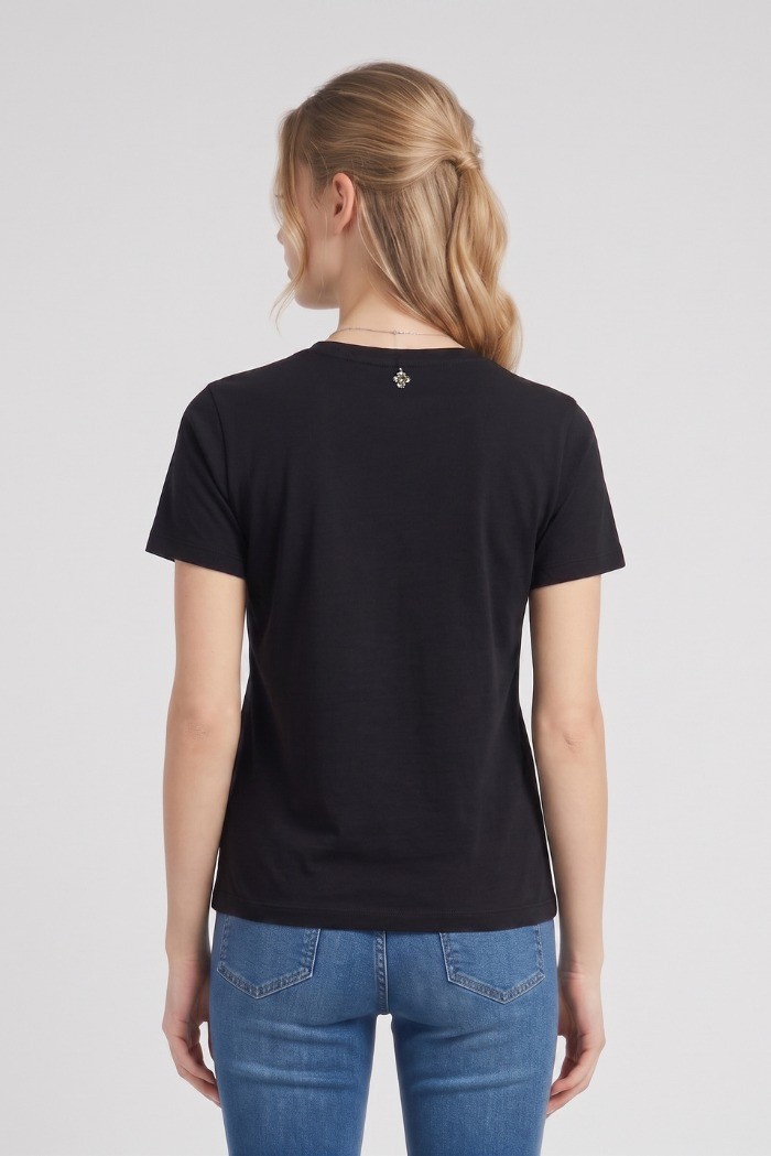 Fresh Flower t-shirt over con stampa strass FD571 [7b2e273d]
