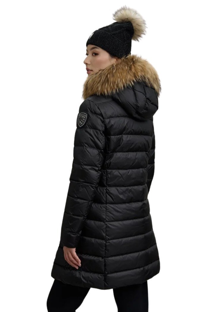 Blauer piumino lungo con pelliccia Kristin 26WBLDK03040-006047 [b7d06456]