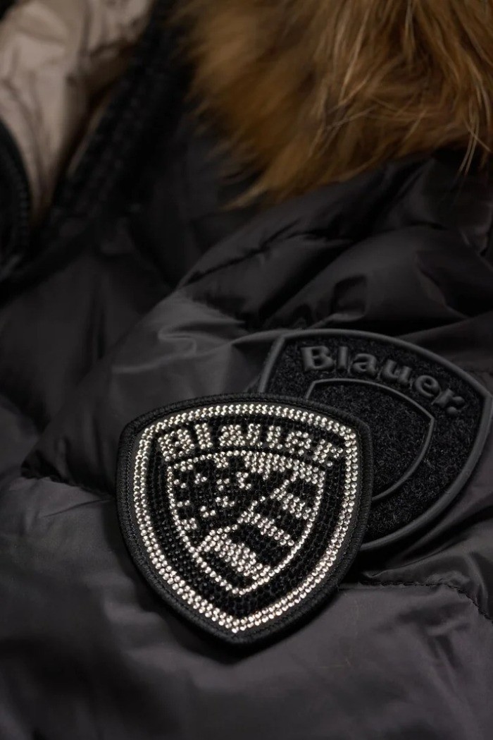 Blauer piumino lungo con pelliccia Kristin 26WBLDK03040-006047 [059de24c]