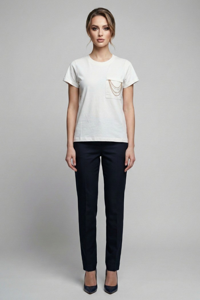 Markup t-shirt in cotone con taschino e dettaglio catena MW1610003 [92aeb438]