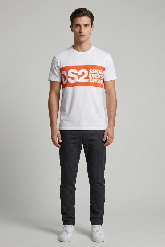 Drop Season 2 t-shirt girocollo in cotone con stampa SS26214 [2ebf629c]