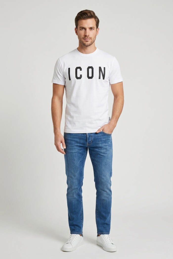 Icon t-shirt in cotone con maxi stampa logo IUT001 [39151c99]