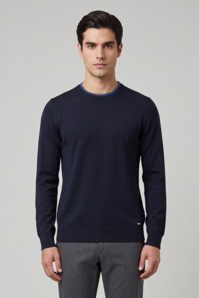 Markup maglia girocollo in misto viscosa con toppe mk20028 [2242351f]