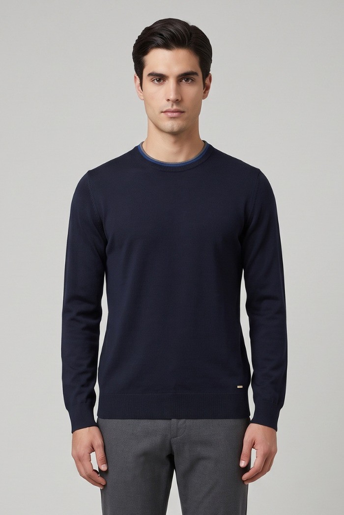 Markup maglia girocollo in misto viscosa con toppe mk20028 [2242351f]