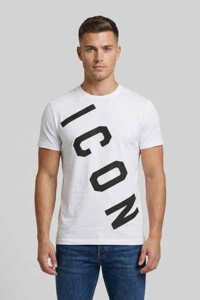 Icon t-shirt in cotone con stampa logo trasversale IUT006 [13d36da4]