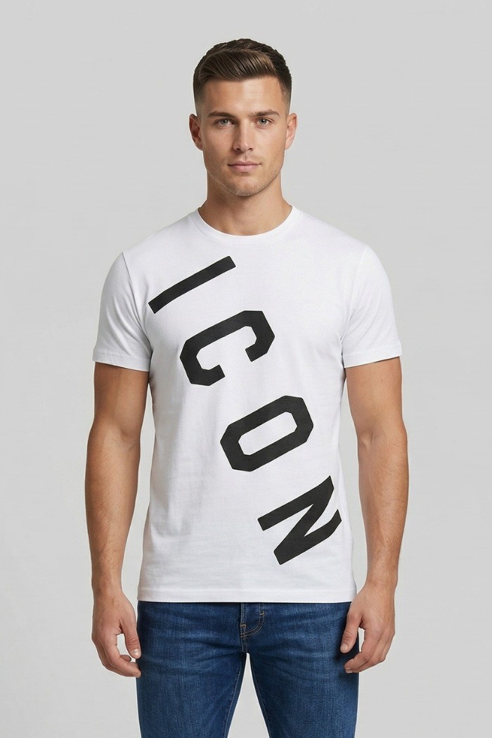 Icon t-shirt in cotone con stampa logo trasversale IUT006 [13d36da4]