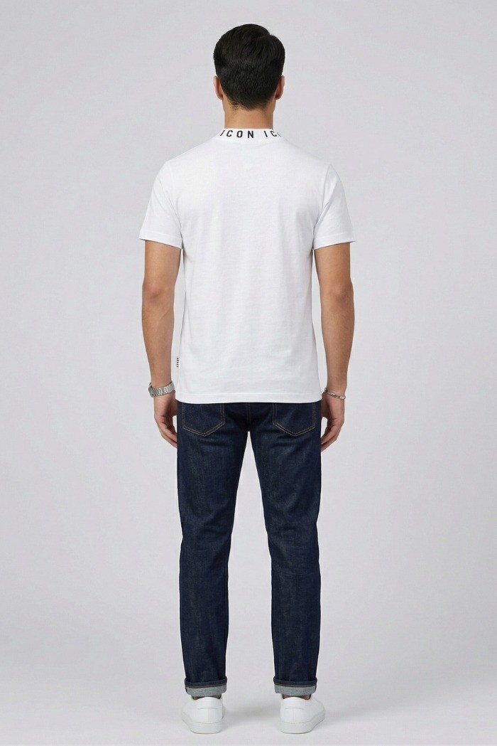 Icon t-shirt in cotone con stampa logo sul colletto IUT042 [b2f806b2]