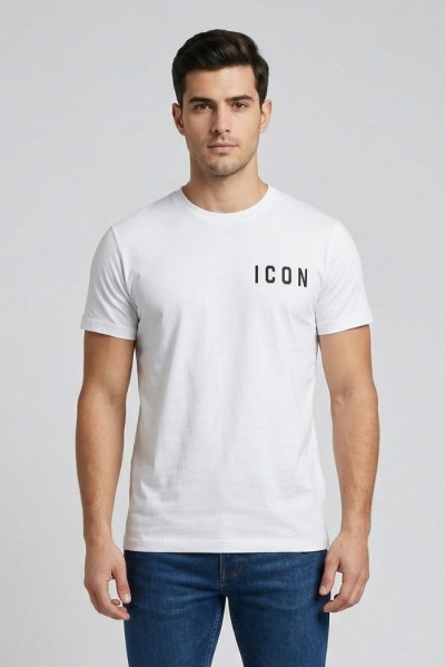 Icon t-shirt in cotone con mini stampa logo IUT007 — 805219040079279_1