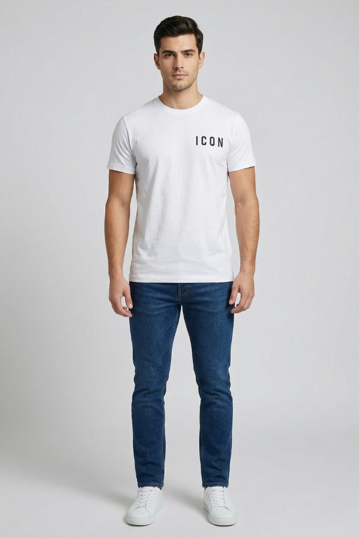 Icon t-shirt in cotone con mini stampa logo IUT007 [d5a17735]