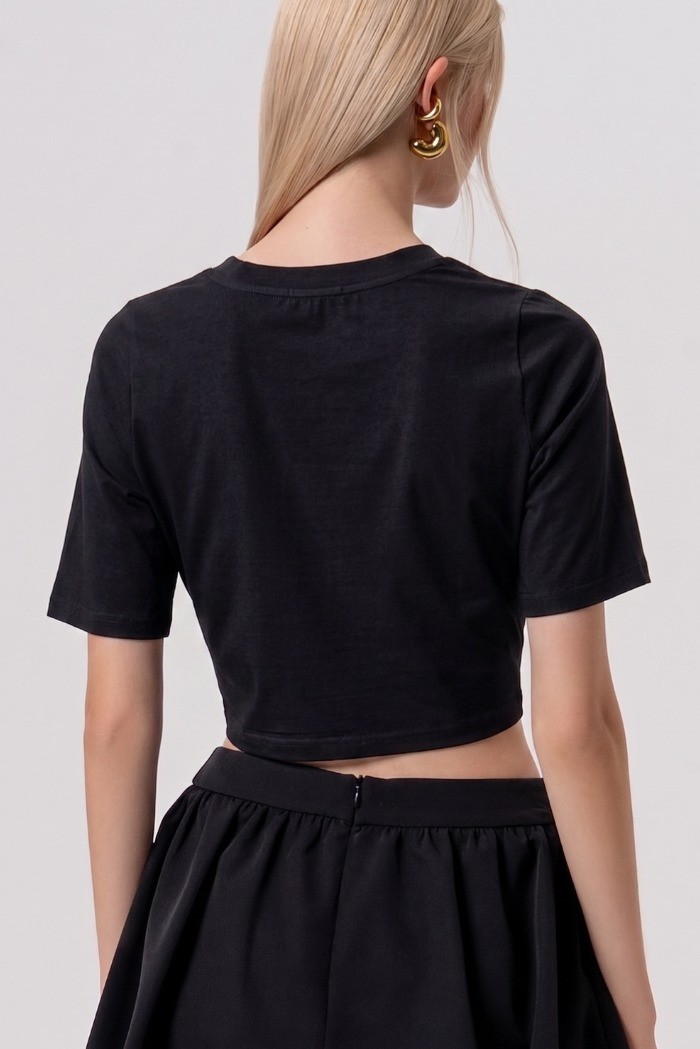 Fracomina t-shirt cropped in jersey con nodo fr26st3028j401g1 [4c4a2810]