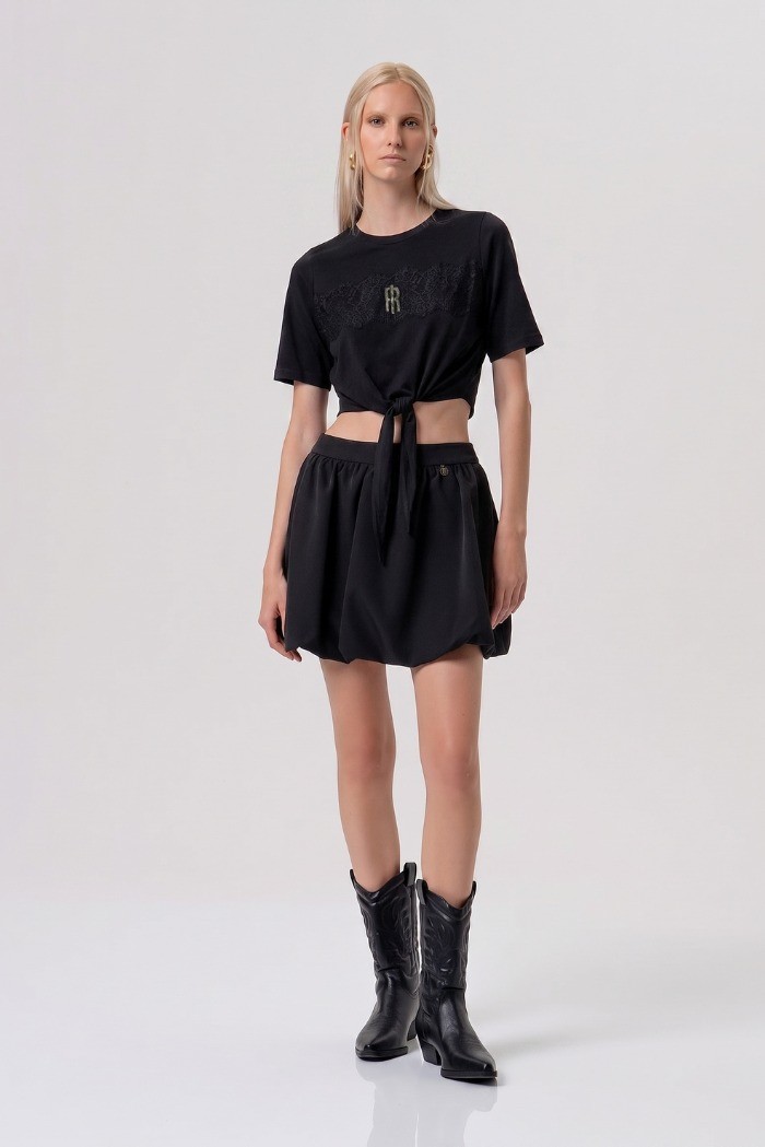Fracomina t-shirt cropped in jersey con nodo fr26st3028j401g1 [491a6f0e]