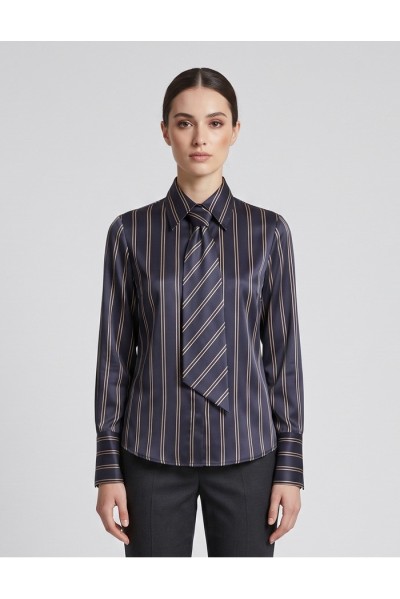 Dairesy camicia rigata con cravattino FW26DE0030 [ac1bd42d]