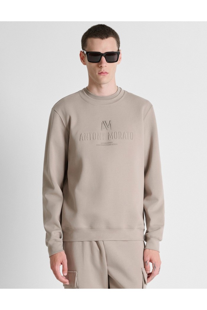 Antony Morato felpa girocollo regular fit in interlock con logo MMFL01175-FA150168 [24d3549a]
