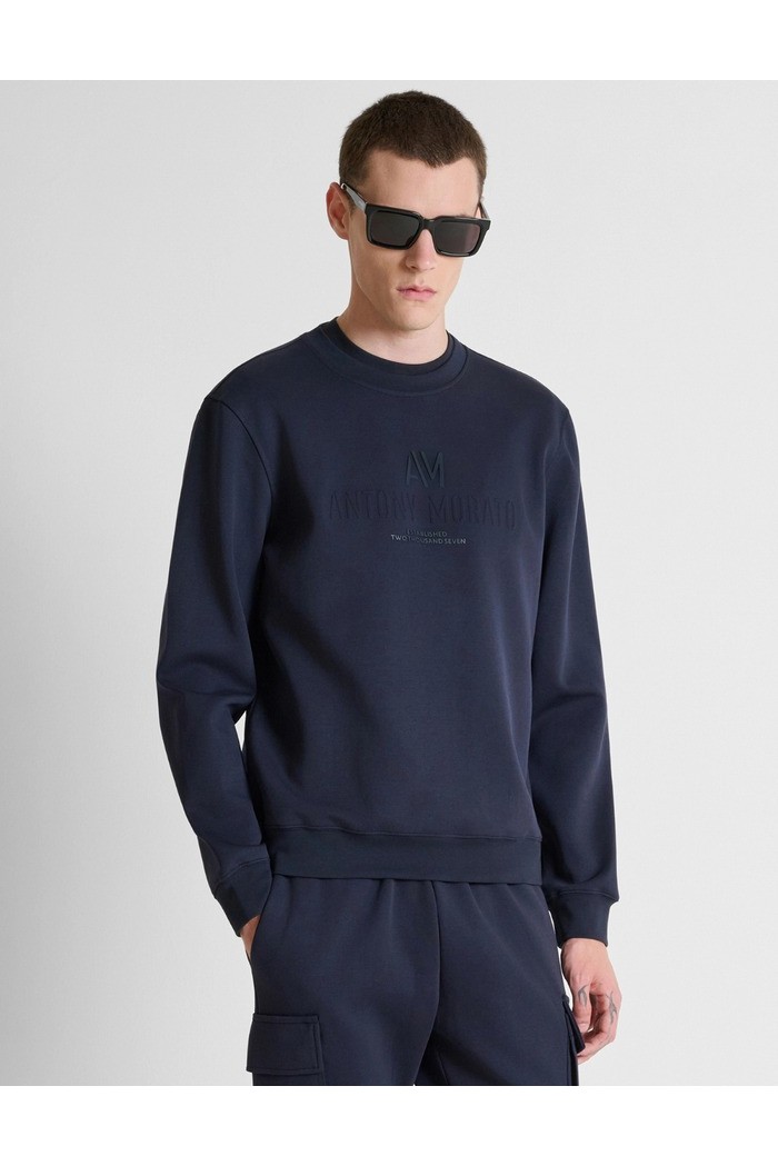 Antony Morato felpa girocollo regular fit in interlock con logo MMFL01175-FA150168 [9b1b4995]