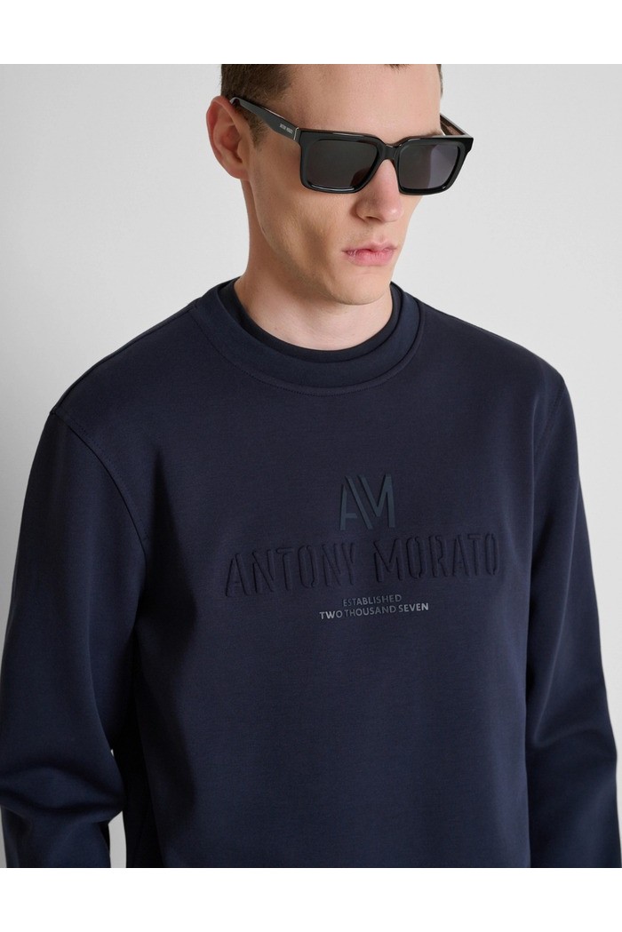 Antony Morato felpa girocollo regular fit in interlock con logo MMFL01175-FA150168 [423d0a98]