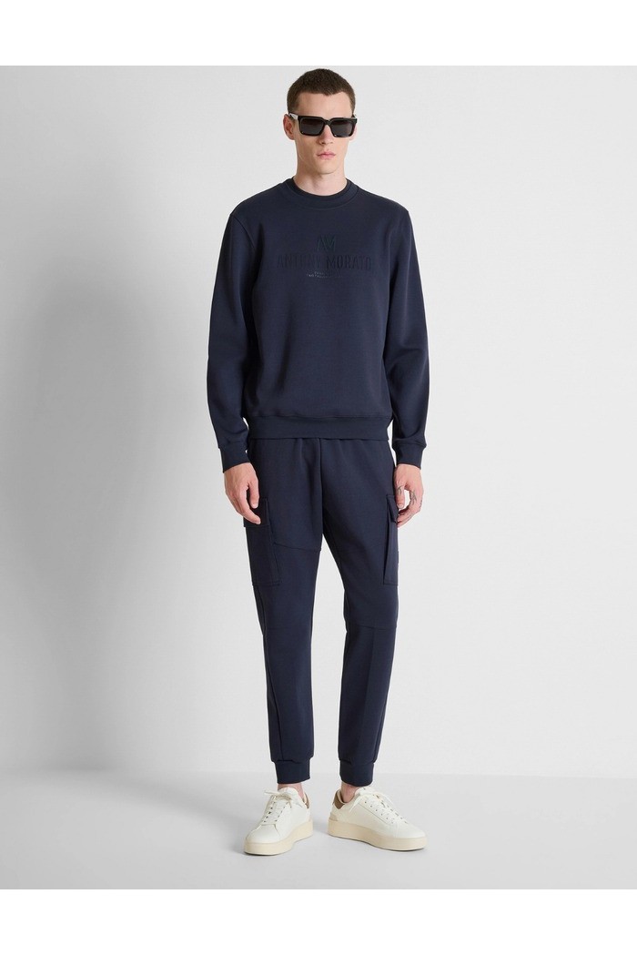 Antony Morato felpa girocollo regular fit in interlock con logo MMFL01175-FA150168 [f0708c82]