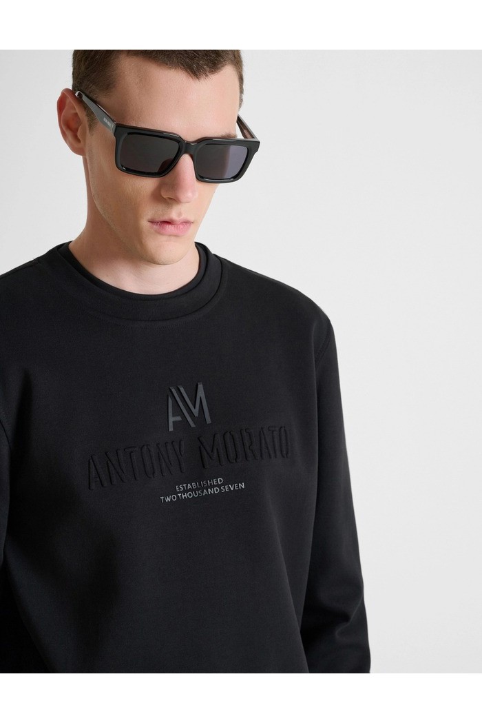 Antony Morato felpa girocollo regular fit in interlock con logo MMFL01175-FA150168 [f2210812]