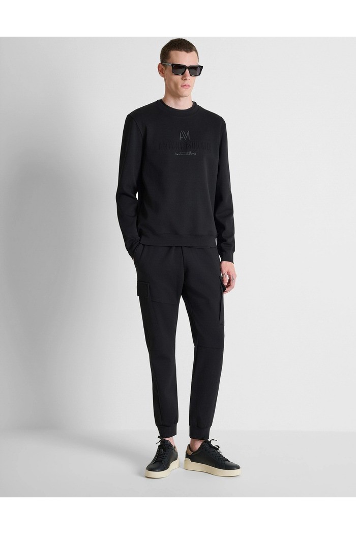 Antony Morato felpa girocollo regular fit in interlock con logo MMFL01175-FA150168 [406c8e08]