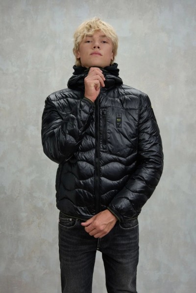 Blauer piumino ad onde con cappuccio Wave 26WBLUC03064-006355 — 805219040080471_1