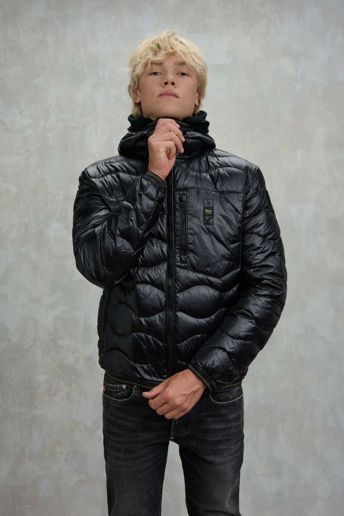 Blauer piumino ad onde con cappuccio Wave 26WBLUC03064-006355 [00bf7b51]