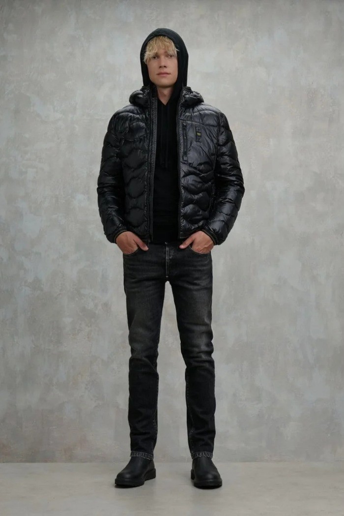 Blauer piumino ad onde con cappuccio Wave 26WBLUC03064-006355 [6e84f958]
